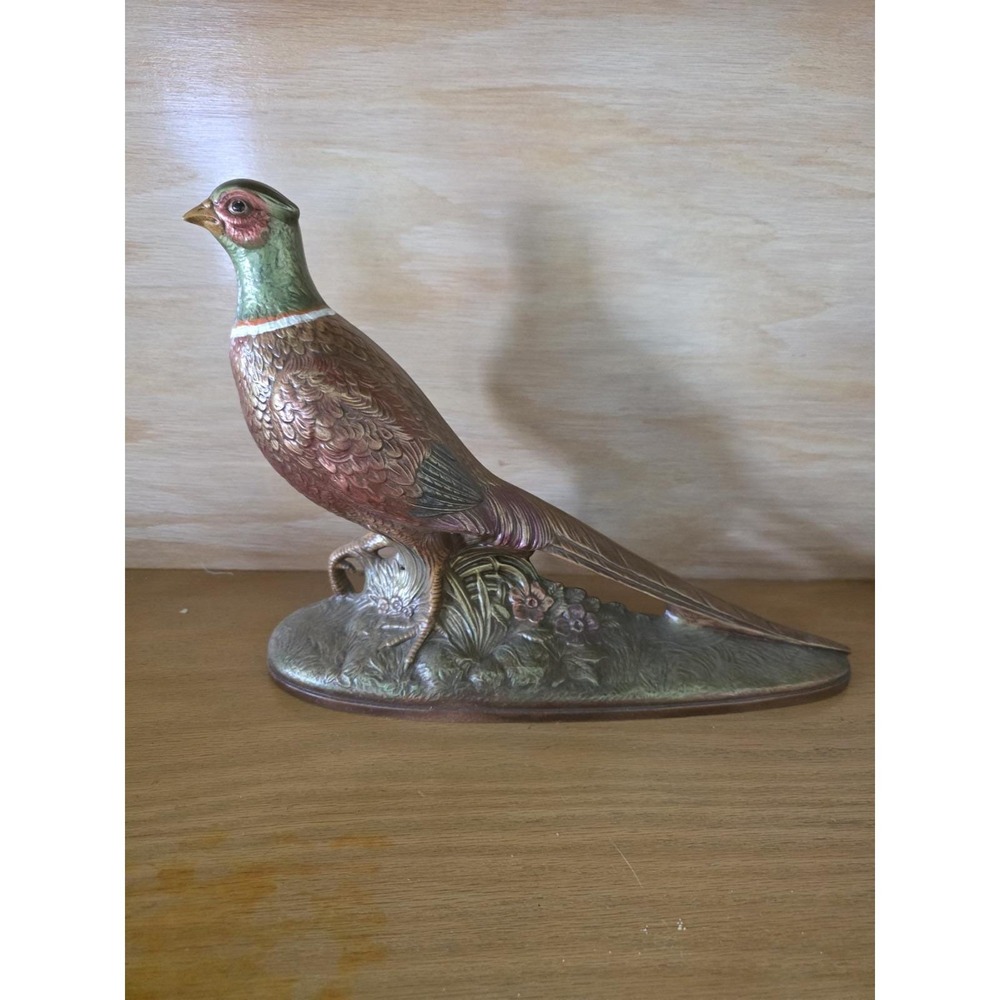 Vintage Holland Mold Ceramic Pheasant Figurine Hand Painted Bird Statue 1970s